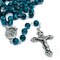 Kitcheniva 22" 8mm Blue Marble Glass Beads Saint St Francis Rosary Necklace